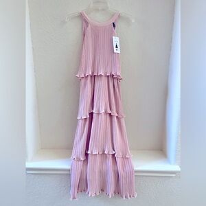Sleeveless Halter dress. Ruffled long tiers, Chiffon and flowy